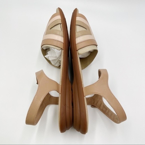 Clarks Size 9.5 Ada Mist Tan Beige Blush Pink Praline Leather Sandals Shoes - Picture 9 of 14